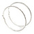 Oversized Slim Clear Crystal Hoop Earrings In Rhodium Plating - 7cm Diameter - view 12