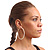 Oversized Slim Clear Crystal Hoop Earrings In Rhodium Plating - 7cm Diameter - view 3