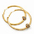 Clear Crystal With Ball Hoop Earrings In Gold Plated Metal - 5.5cm Diameter - view 10