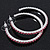 Pink Crystal Hoop Earrings In Rhodium Plating - 5cm Diameter - view 8
