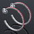 Pink Crystal Hoop Earrings In Rhodium Plating - 5cm Diameter - view 6