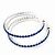 Sapphire Blue Coloured Crystal Hoop Earrings In Rhodium Plating - 5cm Diameter - view 8