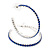 Sapphire Blue Coloured Crystal Hoop Earrings In Rhodium Plating - 5cm Diameter