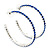 Sapphire Blue Coloured Crystal Hoop Earrings In Rhodium Plating - 5cm Diameter - view 5