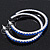 Sapphire Blue Coloured Crystal Hoop Earrings In Rhodium Plating - 5cm Diameter - view 6