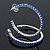 Sapphire Blue Coloured Crystal Hoop Earrings In Rhodium Plating - 5cm Diameter - view 4