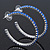 Sapphire Blue Coloured Crystal Hoop Earrings In Rhodium Plating - 5cm Diameter - view 3