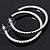 Jet Black Crystal Hoop Earrings In Rhodium Plating - 5cm Diameter - view 6