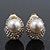 Gold Plated Swarovski Crystal Simulated Pearl Clip On Earrings - 18mm Length