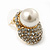 Gold Plated Swarovski Crystal Simulated Pearl Stud Earrings - 18mm Length - view 4