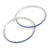 Oversized Slim Sapphire Blue Crystal Hoop Earrings In Rhodium Plating - 7cm Diameter - view 4
