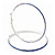 Oversized Slim Sapphire Blue Crystal Hoop Earrings In Rhodium Plating - 7cm Diameter - view 10