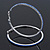 Oversized Slim Sapphire Blue Crystal Hoop Earrings In Rhodium Plating - 7cm Diameter - view 6