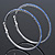 Oversized Slim Sapphire Blue Crystal Hoop Earrings In Rhodium Plating - 7cm Diameter - view 3