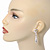 Clear Diamante Simulated Pearl Modern 'Bow' Drop Earrings In Rhodium Plating - 4.5cm Length - view 3