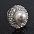 Round Classic Diamante Simulated Pearl Stud Earrings In Rhodium Plating - 15mm Diameter - view 5
