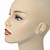 Clear Diamante Simulated Pearl 'Flower' Stud Earrings In Rhodium Plating - 2cm Diameter - view 3