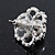 Clear Diamante Simulated Pearl 'Flower' Stud Earrings In Rhodium Plating - 2cm Diameter - view 6