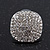 Clear Crystal Square Stud Earrings In Rhodium Plating - 2cm Diameter - view 4