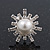 Clear Diamante Simulated Pearl 'Star' Stud Earrings In Rhodium Plating - 2cm Diameter - view 3