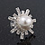 Clear Diamante Simulated Pearl 'Star' Stud Earrings In Rhodium Plating - 2cm Diameter - view 5