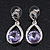 Pale Lavender CZ Teardrop Earrings In Rhodium Plating - 3.5cm Length
