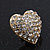 Clear Crystal Pave Set 'Heart' Stud Earrings In Gold Plating - 18mm Diameter - view 5