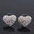 Small Crystal 'Heart' Stud Earrings In Rhodium Plating - 13mm Diameter - view 2