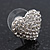 Small Crystal 'Heart' Stud Earrings In Rhodium Plating - 13mm Diameter - view 5