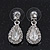 Small Clear Crystal Teardrop Earrings In Rhodium Plating - 2.5cm Length - view 4