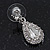 Small Clear Crystal Teardrop Earrings In Rhodium Plating - 2.5cm Length - view 5