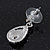 Small Clear Crystal Teardrop Earrings In Rhodium Plating - 2.5cm Length - view 7