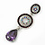 Purple Swarovski Crystal and CZ Teardrop Chandelier Earrings In Rhodium Plating - 60mm Length - view 8