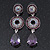 Purple Swarovski Crystal and CZ Teardrop Chandelier Earrings In Rhodium Plating - 60mm Length - view 2