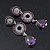 Purple Swarovski Crystal and CZ Teardrop Chandelier Earrings In Rhodium Plating - 60mm Length - view 10