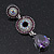 Purple Swarovski Crystal and CZ Teardrop Chandelier Earrings In Rhodium Plating - 60mm Length - view 11
