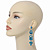Long Luxury Teal Crystal Drop Earrings In Rhodium Plating - Length 9cm - view 2