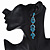 Long Luxury Teal Crystal Drop Earrings In Rhodium Plating - Length 9cm - view 8