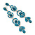 Long Luxury Teal Crystal Drop Earrings In Rhodium Plating - Length 9cm - view 7