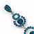 Long Luxury Teal Crystal Drop Earrings In Rhodium Plating - Length 9cm - view 4