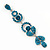 Long Luxury Teal Crystal Drop Earrings In Rhodium Plating - Length 9cm - view 9