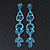Long Luxury Teal Crystal Drop Earrings In Rhodium Plating - Length 9cm - view 5