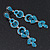 Long Luxury Teal Crystal Drop Earrings In Rhodium Plating - Length 9cm - view 6