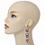 Long Luxury Pink  Crystal Drop Earrings In Rhodium Plating - Length 9cm - view 2