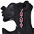 Long Luxury Pink  Crystal Drop Earrings In Rhodium Plating - Length 9cm - view 13