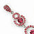Long Luxury Pink  Crystal Drop Earrings In Rhodium Plating - Length 9cm - view 5