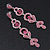 Long Luxury Pink  Crystal Drop Earrings In Rhodium Plating - Length 9cm - view 9