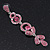 Long Luxury Pink  Crystal Drop Earrings In Rhodium Plating - Length 9cm - view 11