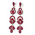 Long Luxury Magenta Crystal Drop Earrings In Rhodium Plating - Length 9cm - view 3