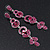 Long Luxury Magenta Crystal Drop Earrings In Rhodium Plating - Length 9cm - view 8